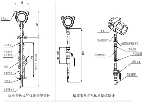 防爆熱式氣體質量流量計插入式結構圖